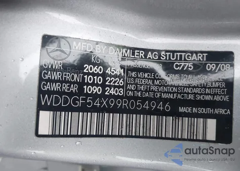 2009 Mercedes-Benz C 300 Luxury/Sport из США, поврежденный, VIN WDDGF54X99R054946